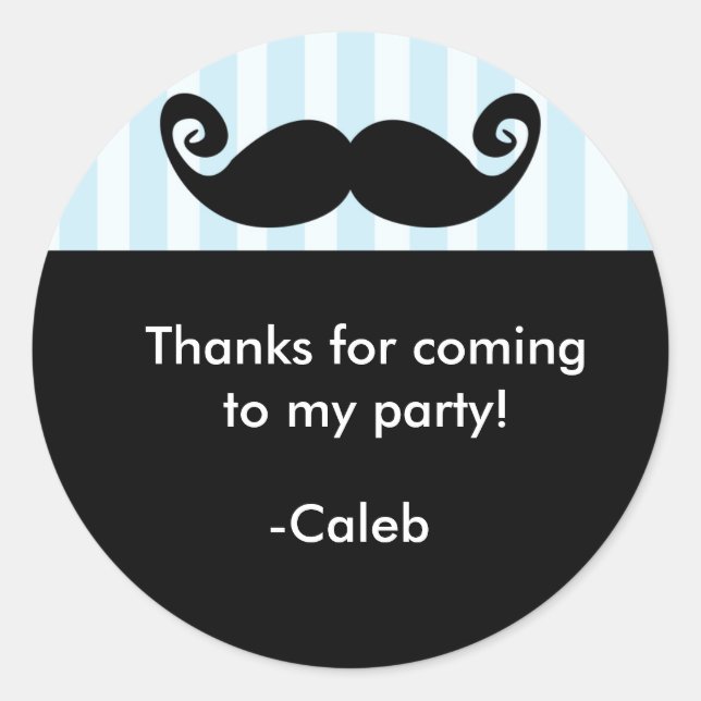 Autocollant de fête d'anniversaire MUSTACHE Blue S (Devant)