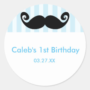 autocollant de fête d'anniversaire MUSTACHE Blue S