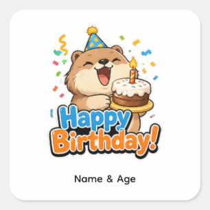 Autocollant de fête d'anniversaire personnalisé Ca