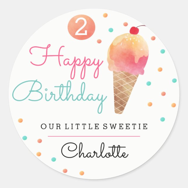 Autocollant de fête d'anniversaire pour enfants Ic (Devant)