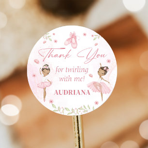 Autocollant de fête d'anniversaire rose Ballerina
