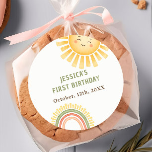 Autocollant de fête d'anniversaire soleil et arc-e