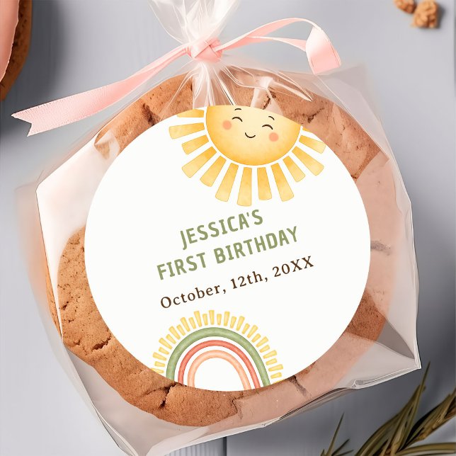 Autocollant de fête d'anniversaire soleil et arc-e (Créateur téléchargé)