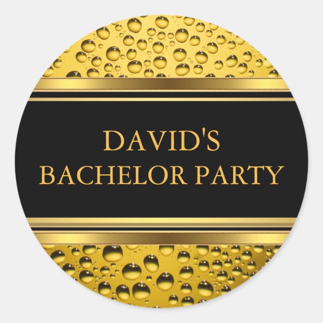 Autocollant de fête de bachelor bière Gold & Black (Devant)