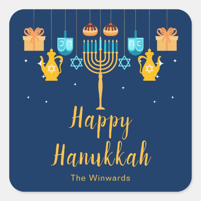 Autocollant de fête de Hanouka Menorah (Devant)