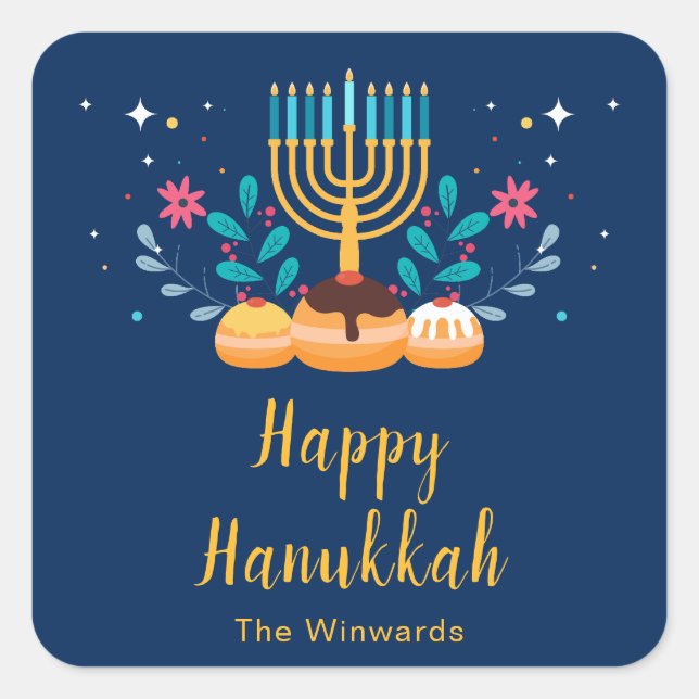 Autocollant de fête de Hanouka Menorah (Devant)