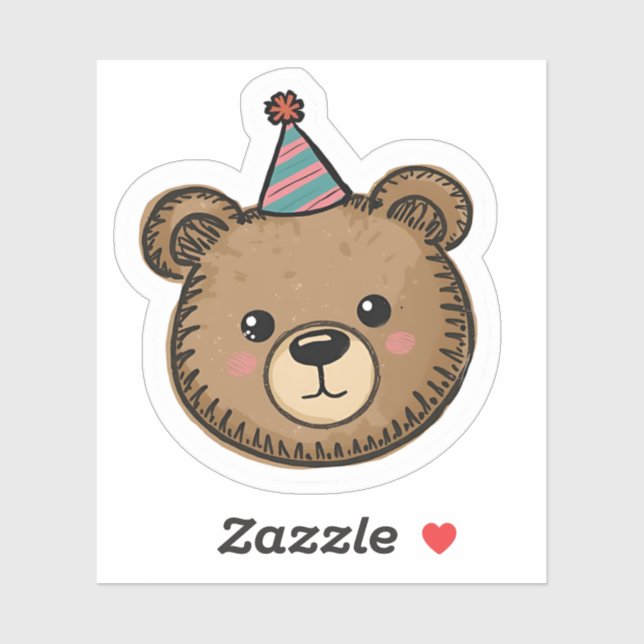 Autocollant de fête de l'ours brun Kawaii (Feuille)