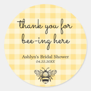 Autocollant de Fête de Mariage Abeille à Carreaux 