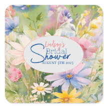 Autocollant de Fête de Mariage aux Fleurs Sauvages