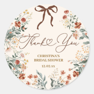 Autocollant de Fête de Mariage Bohème Fleur Sauvag