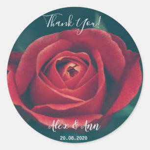Autocollant de Fête de Mariage Fleur de Rose Rouge