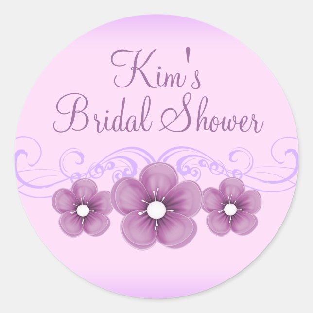 Autocollant de Fête de Mariage Fleur Violette (Devant)
