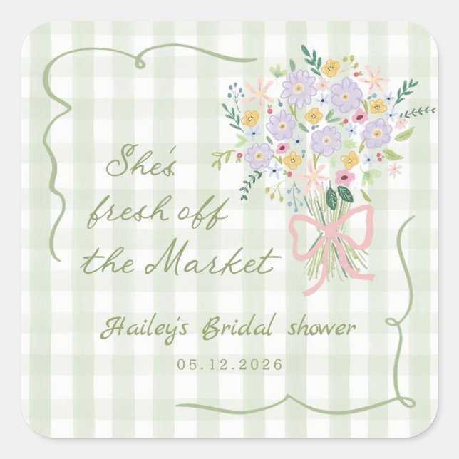 Autocollant de Fête de Mariage Floral Frais du Mar (Devant)
