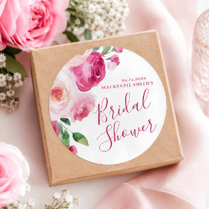 Autocollant de Fête de Mariage Floral Rose Chaud