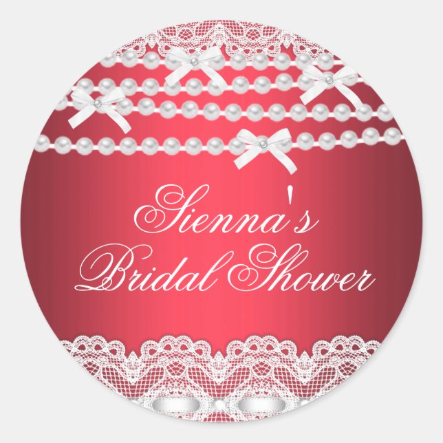 Autocollant de Fête de Mariage Pretty Lace & Pearl (Devant)