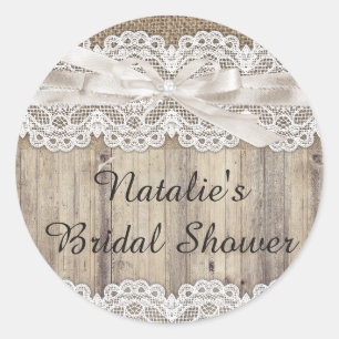 Autocollant de Fête de Mariage Vintage Burlap & La