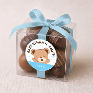 Autocollant de fête de naissance d'ourson mignon b