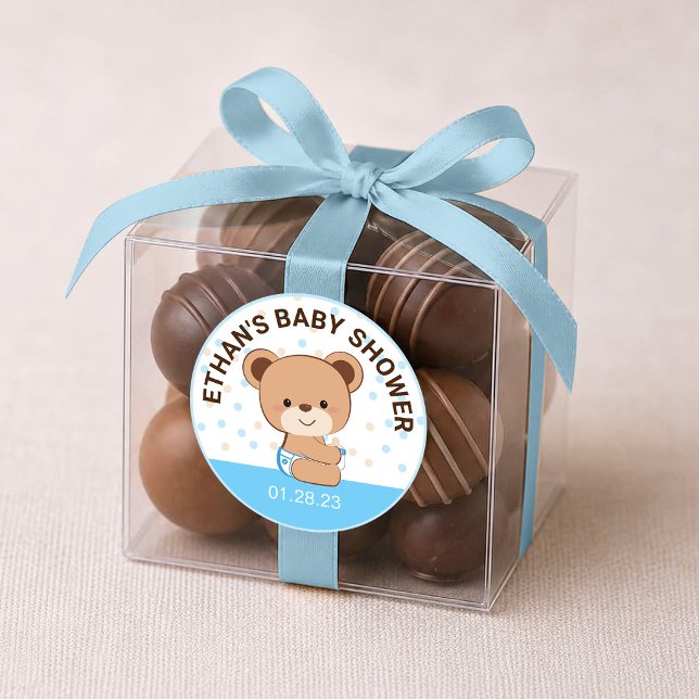 Autocollant de fête de naissance d'ourson mignon b (Créateur téléchargé)