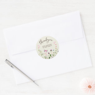 Autocollant de fête de remerciement de fleurs sauv
