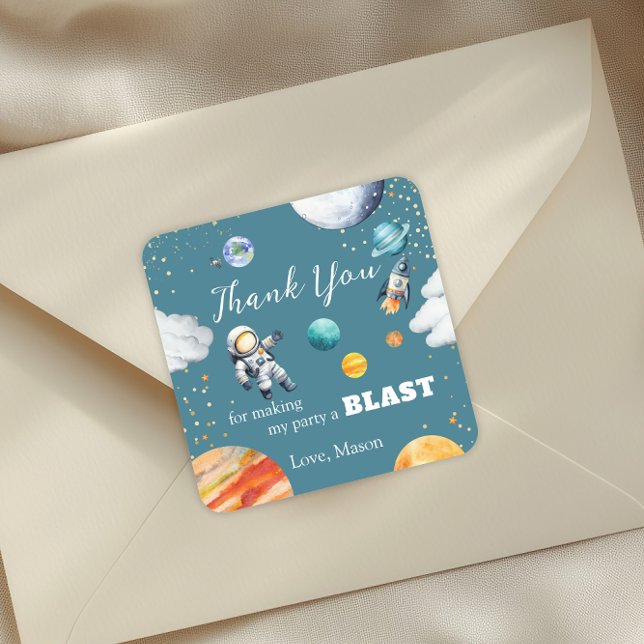 Autocollant de fête de remerciement Space Astronau (Créateur téléchargé)