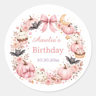 Autocollant de fête d'Halloween rose Little Boo Ba