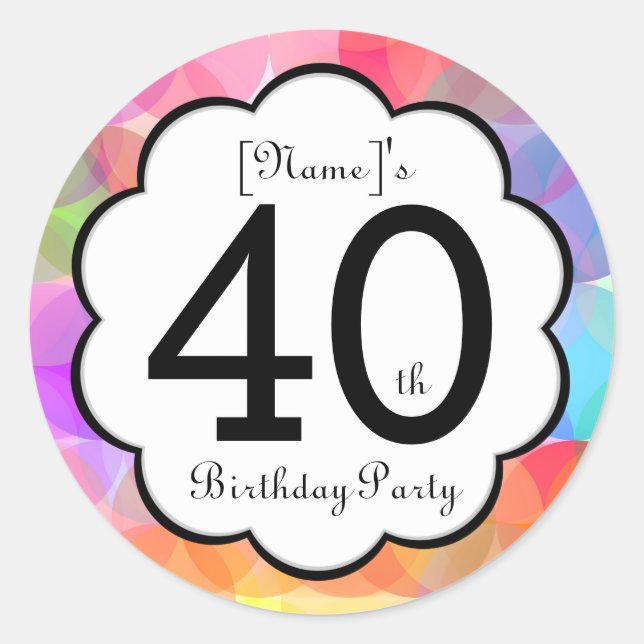 Autocollant de fête du 40e anniversaire (Devant)