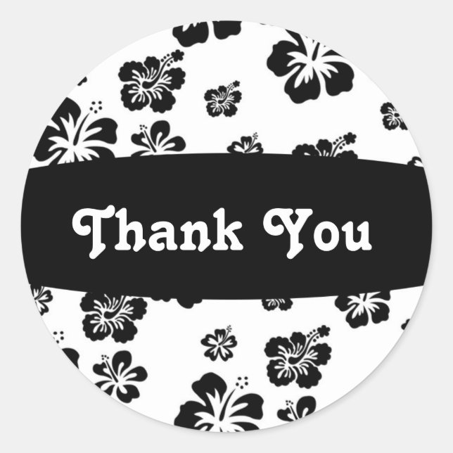 Autocollant de fête florale à fleurs noir et blanc (Devant)