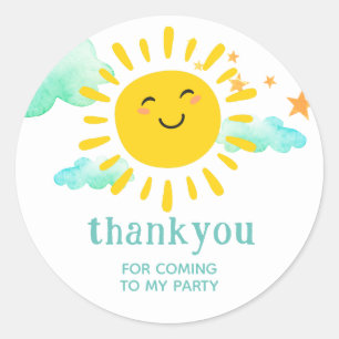 Autocollant de fête Merci Sunshine Smiliing Mignon