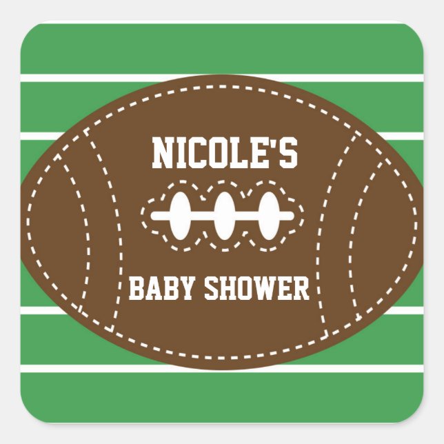 Autocollant de fête pour baby shower de football b (Devant)