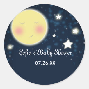Autocollant de fête pour bébé avec lune et étoiles