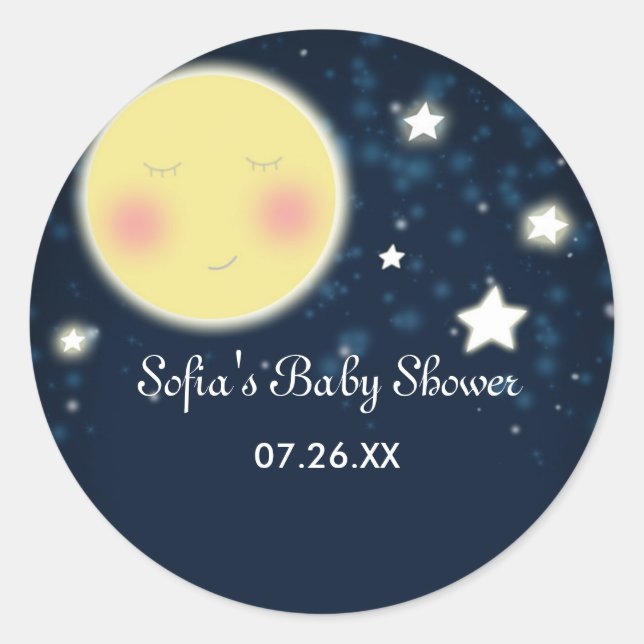 Autocollant de fête pour bébé avec lune et étoiles (Devant)