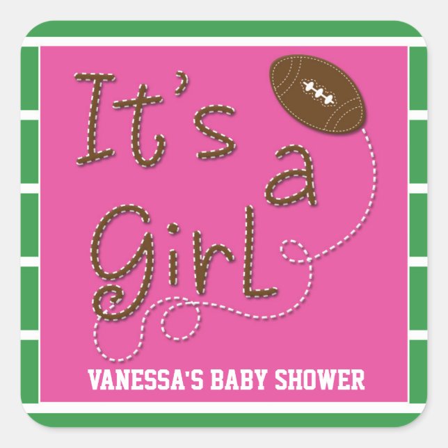 Autocollant de fête pour bébé footballeuse C'EST U (Devant)