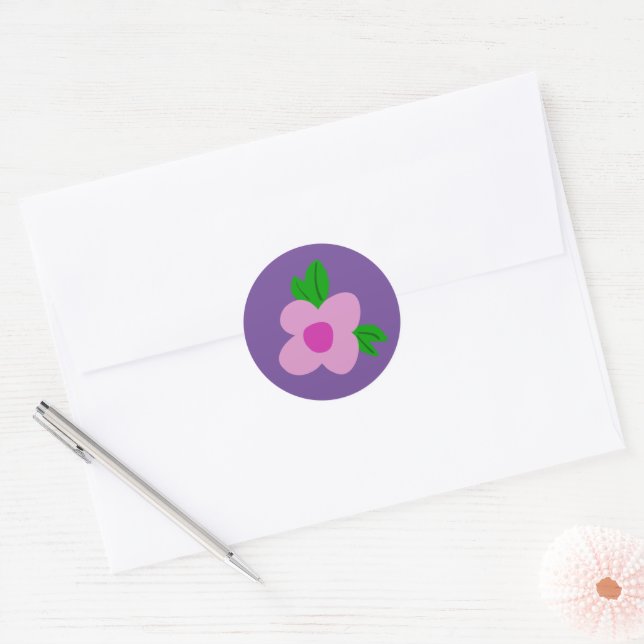 Autocollant de fête rond fleuri rose bohème (Enveloppe)