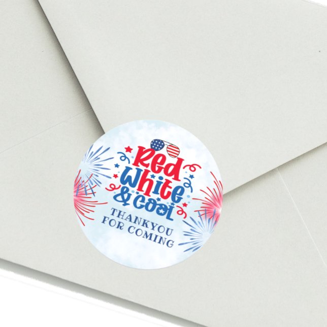 Autocollant de fête Rouge Blanc & Cool Merci (Créateur téléchargé)
