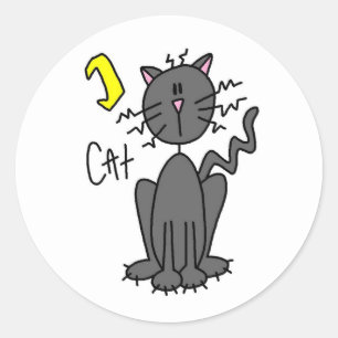 Autocollant de figure bâton de chat noir Halloween