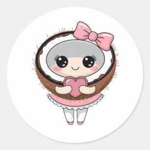 Autocollant de fille noix de coco mignonne, autoco