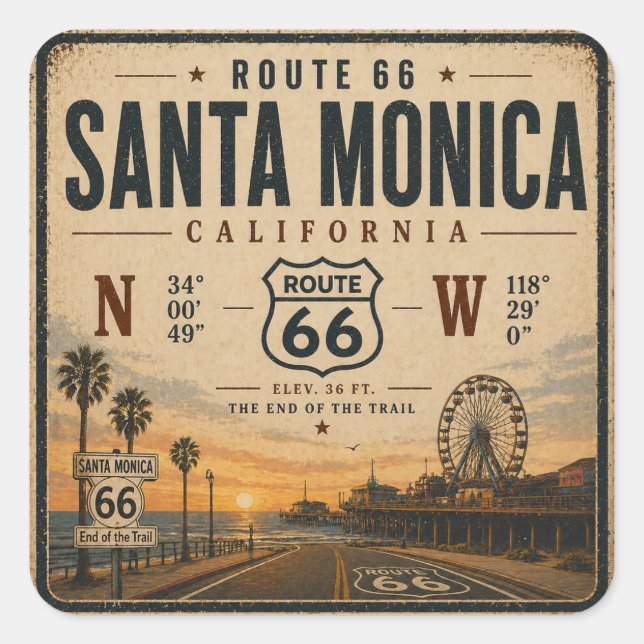 Autocollant de fin de piste de Santa Monica (Devant)