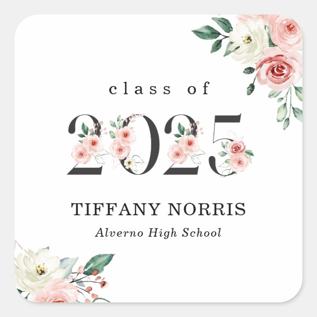 Autocollant de fin d'études en chiffres floraux ro (Devant)