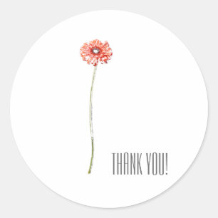 Autocollant de fleur de gérbera rouge minimaliste