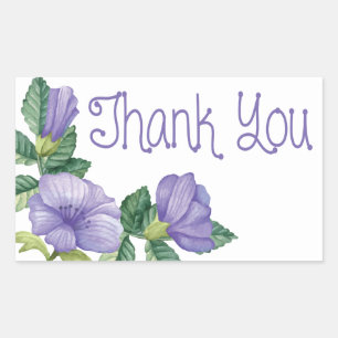 Autocollant de fleurs aquarelles violettes remerci