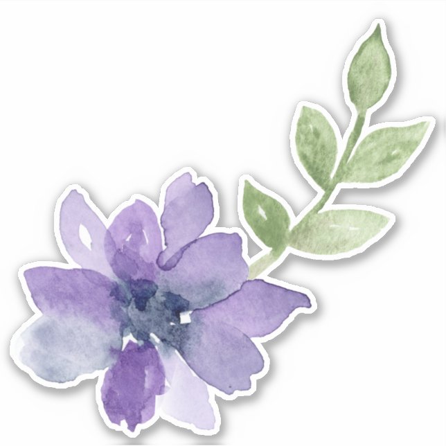 Autocollant de fleurs d'aquarelle violette (Devant)