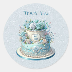 Autocollant de fleurs de gâteau bleu