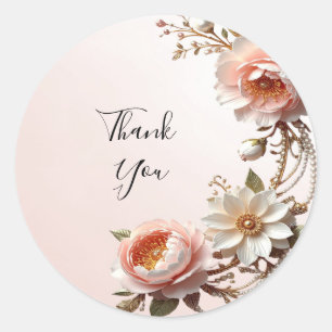 Autocollant de fleurs décoratives roses et blanche