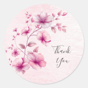 Autocollant de fleurs rose aquarelle