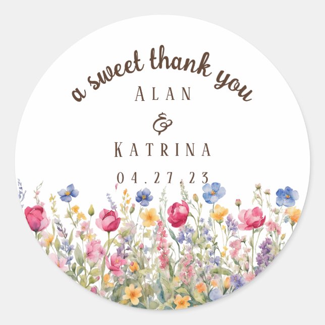 Autocollant de fleurs sauvages boho jardin coloré (Devant)