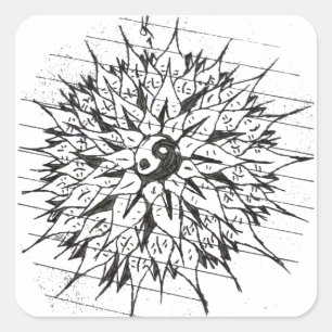 Autocollant de fleurs Yin-Yang