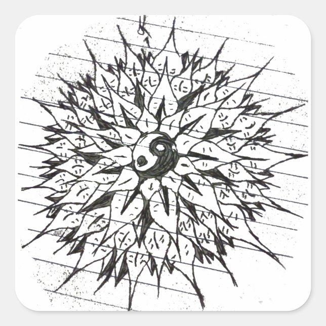 Autocollant de fleurs Yin-Yang (Devant)