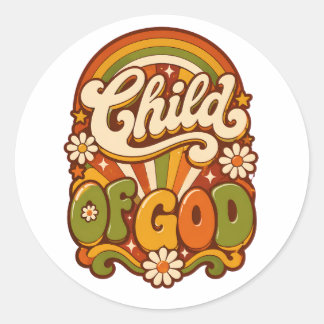 Autocollant de foi rétro &0 Groovy Enfant de Dieu