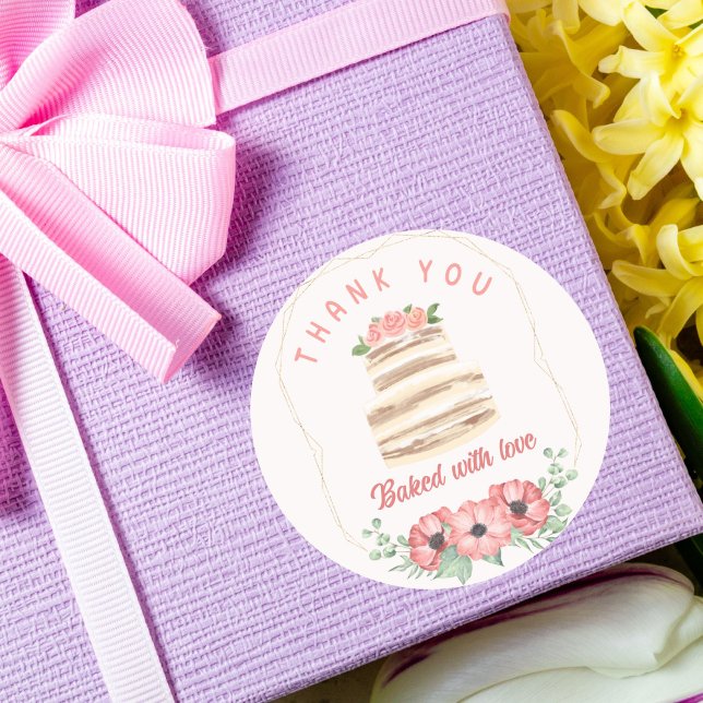 Autocollant de gâteau de mariage cuit avec amour (Créateur téléchargé)