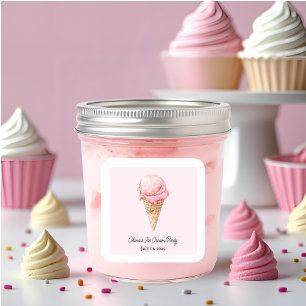 Autocollant de glace rose pastel   Fête d'été pour
